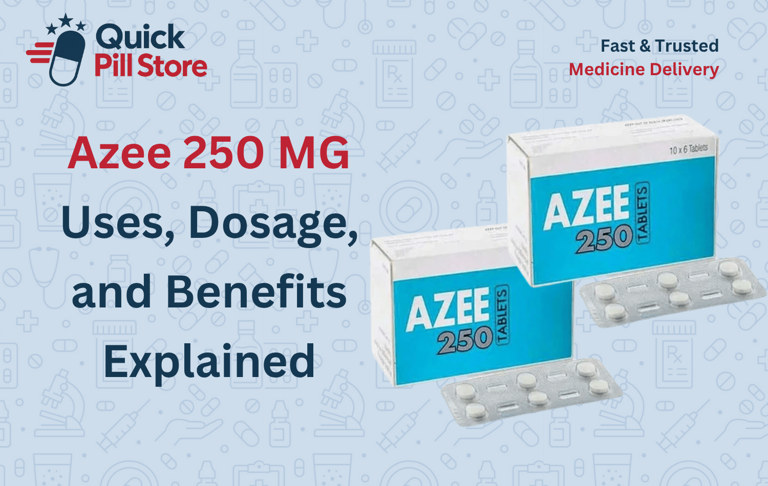 Azee 250 mg azithromycin antibiotic tablet is used for bacterial infection treatment and throat infection relief.